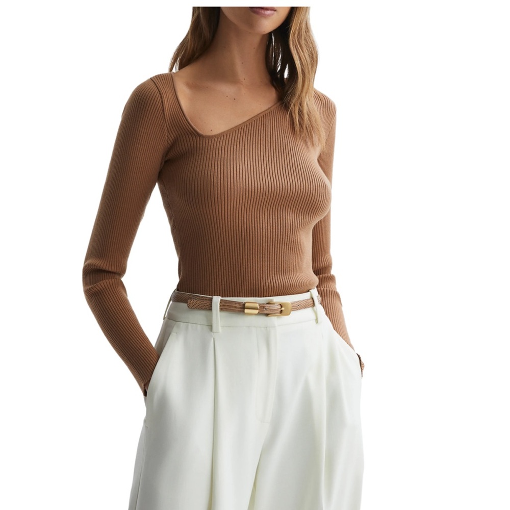 Reiss Sasha Rib Asymmetric Neck Top